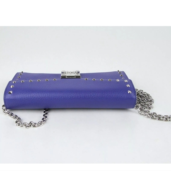 NWT MCM Spectrum Blue Leather Patricia Large Studded Chain Wallet! - Picture 5 of 8